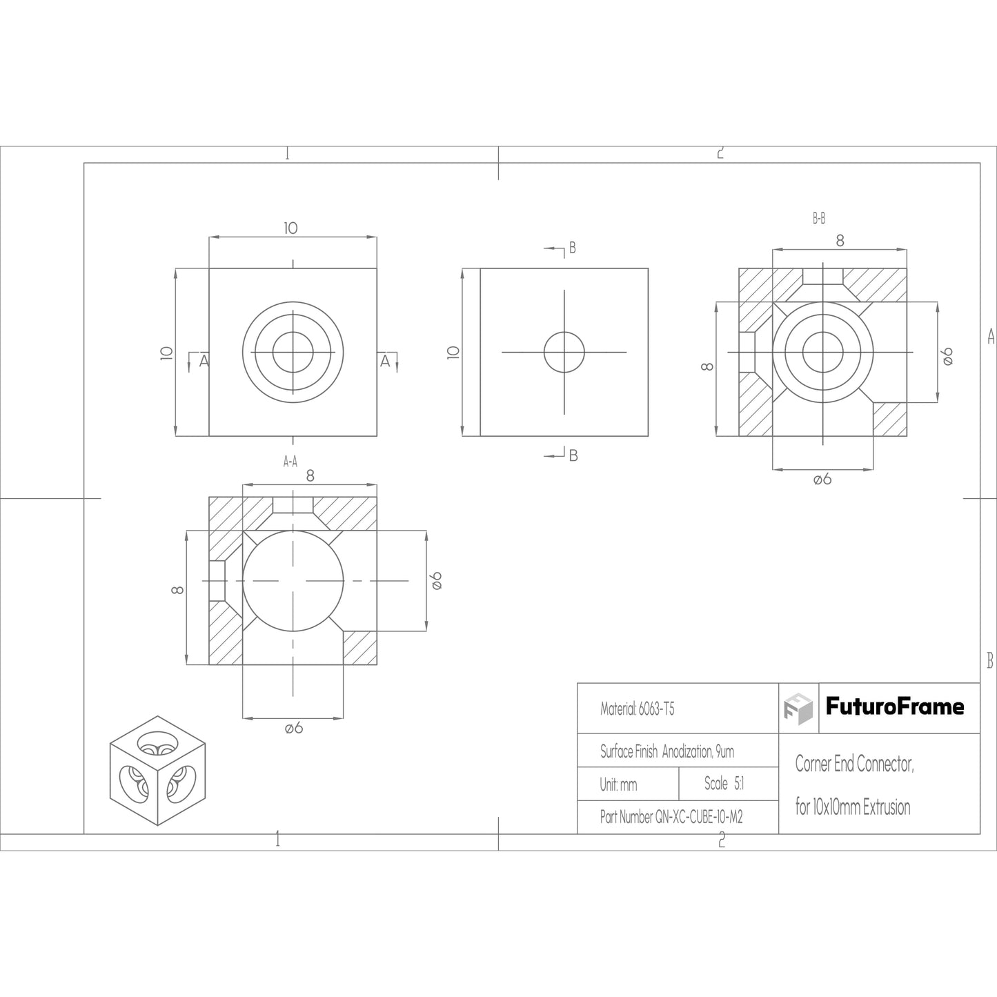 Corner End Connectors, 12 Pieces + 50  Countersunk Head Screws