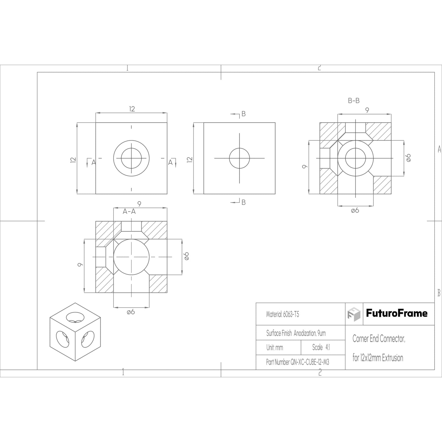 Corner End Connectors, 12 Pieces + 50  Countersunk Head Screws