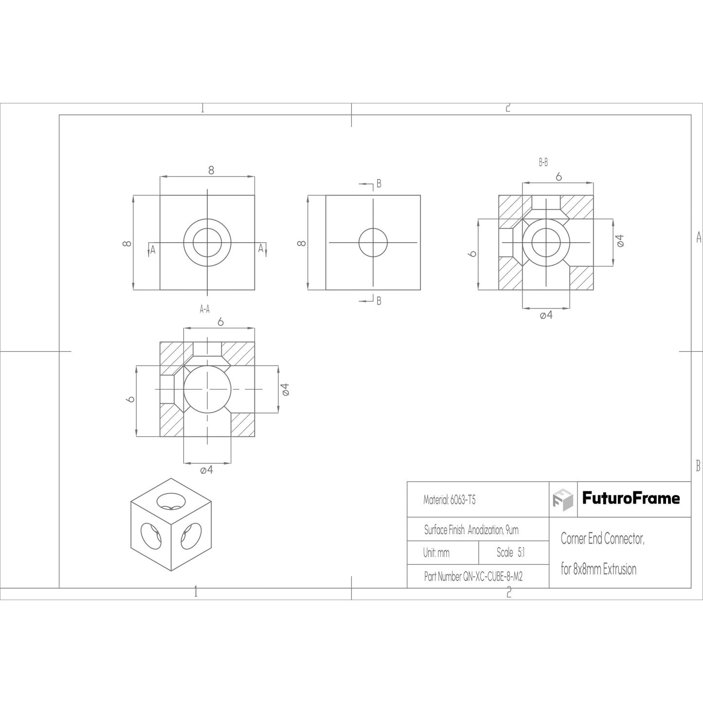 Corner End Connectors, 12 Pieces + 50  Countersunk Head Screws