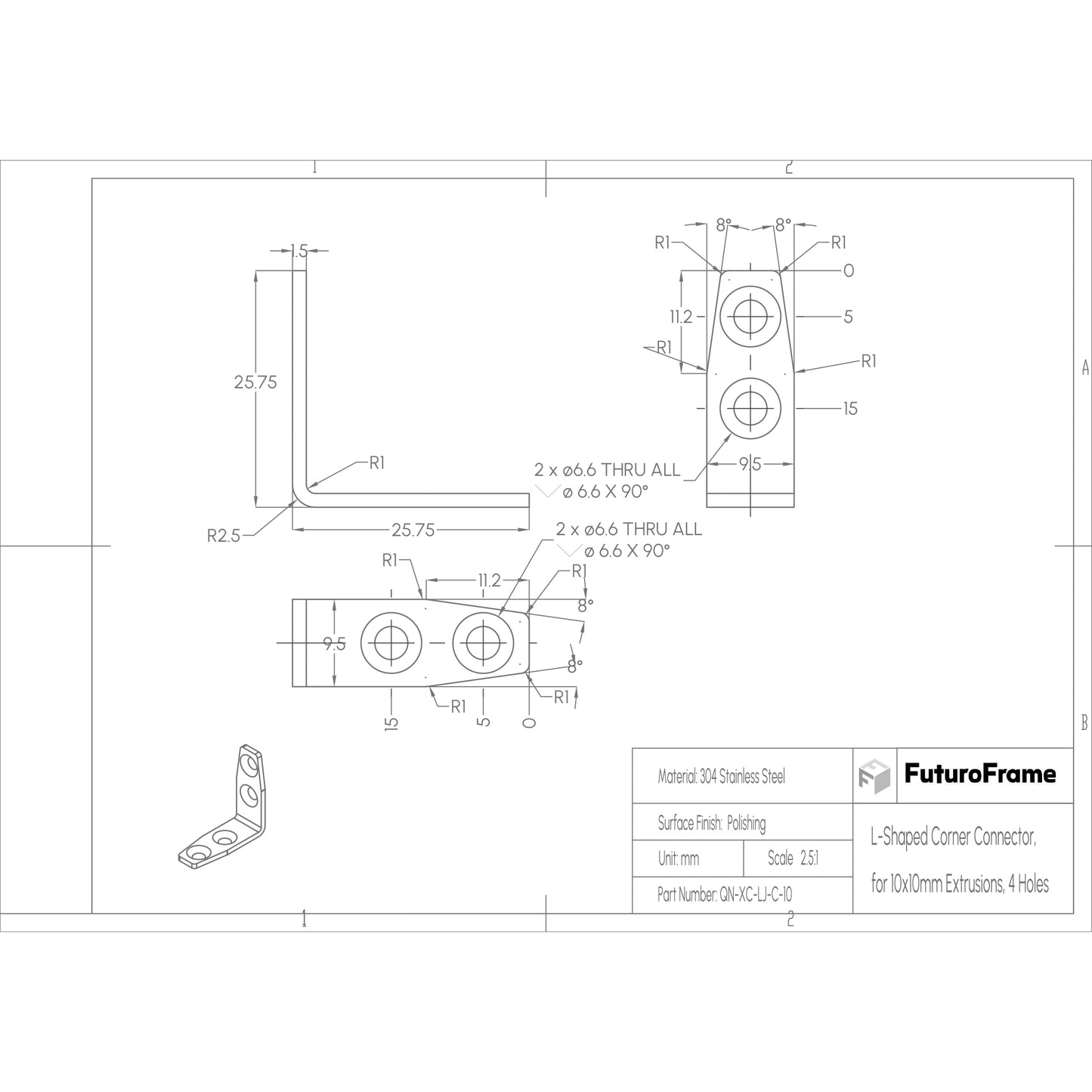 L-Shaped Corner Connectors, 6 Pieces