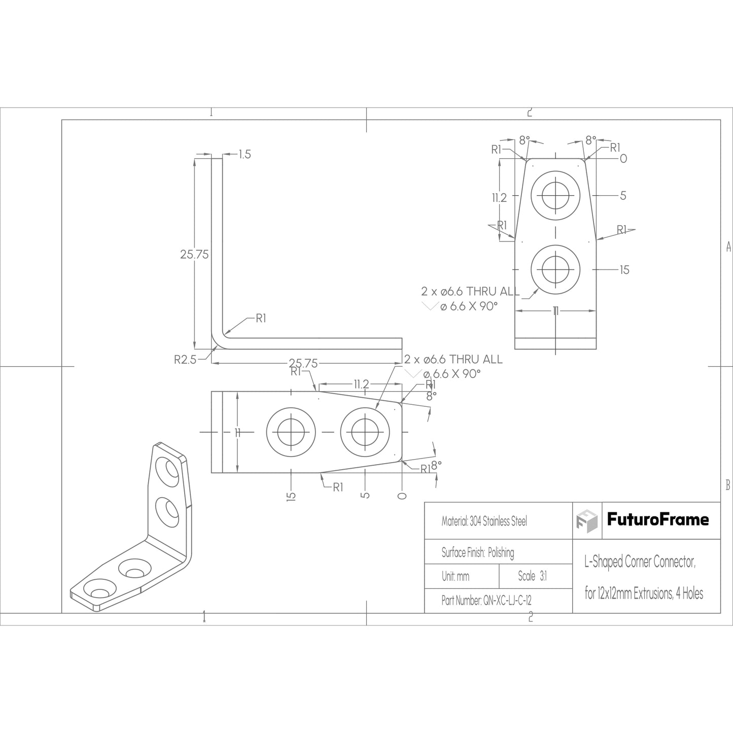 L-Shaped Corner Connectors, 6 Pieces