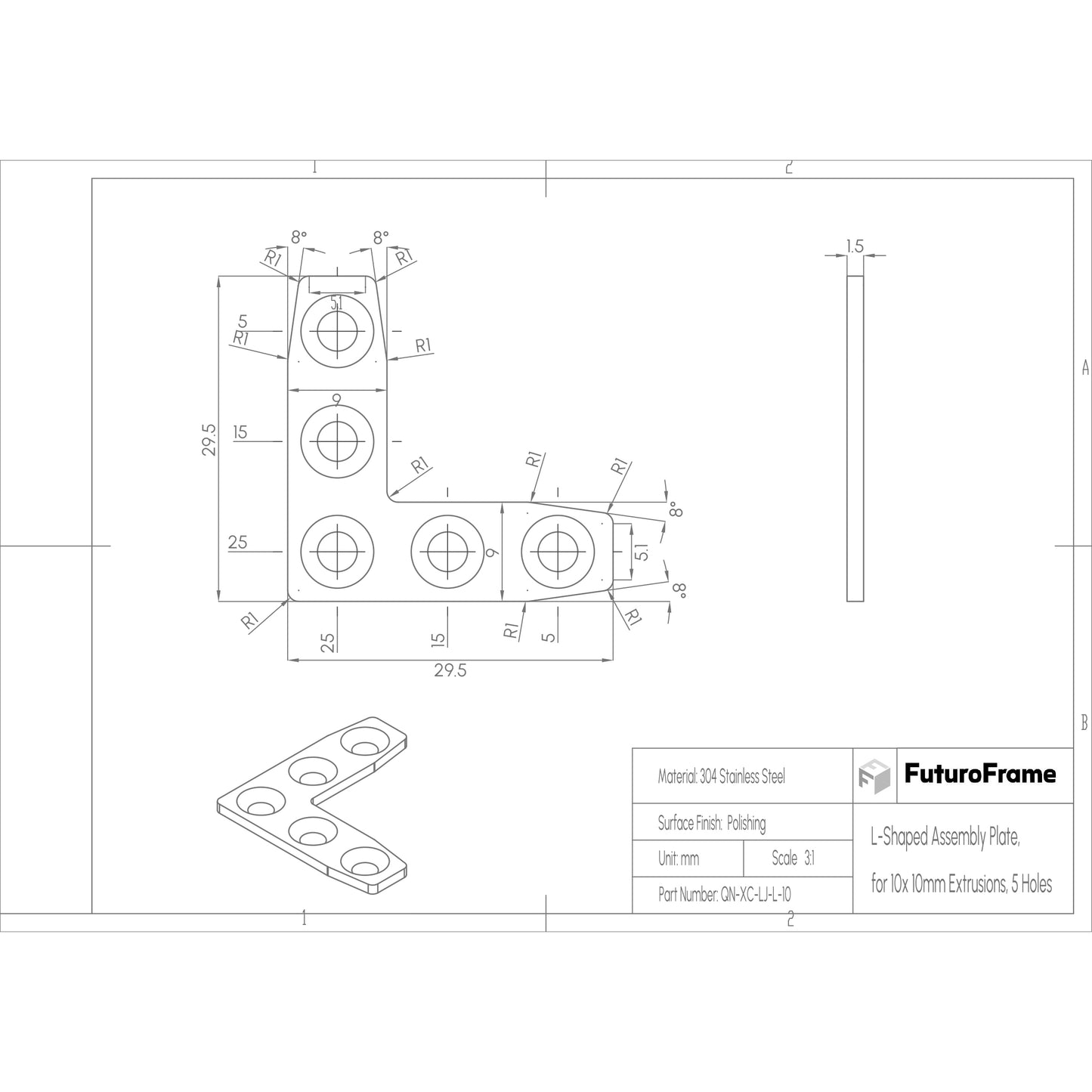 L-Shaped Assembly Plates, 6 Pieces