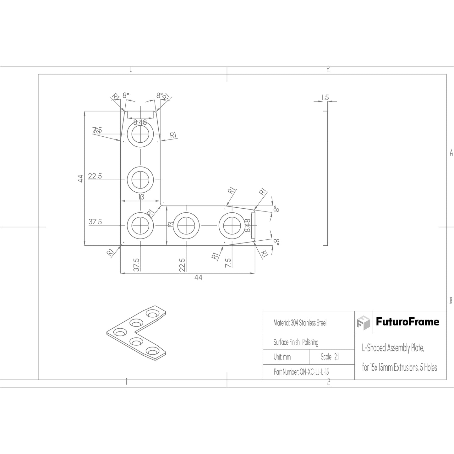 L-Shaped Assembly Plates, 6 Pieces