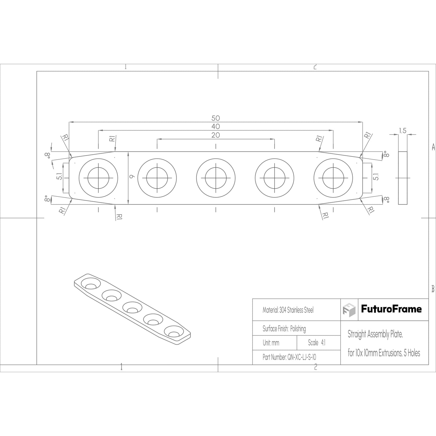 Straight Assembly Plates, 6 Pieces