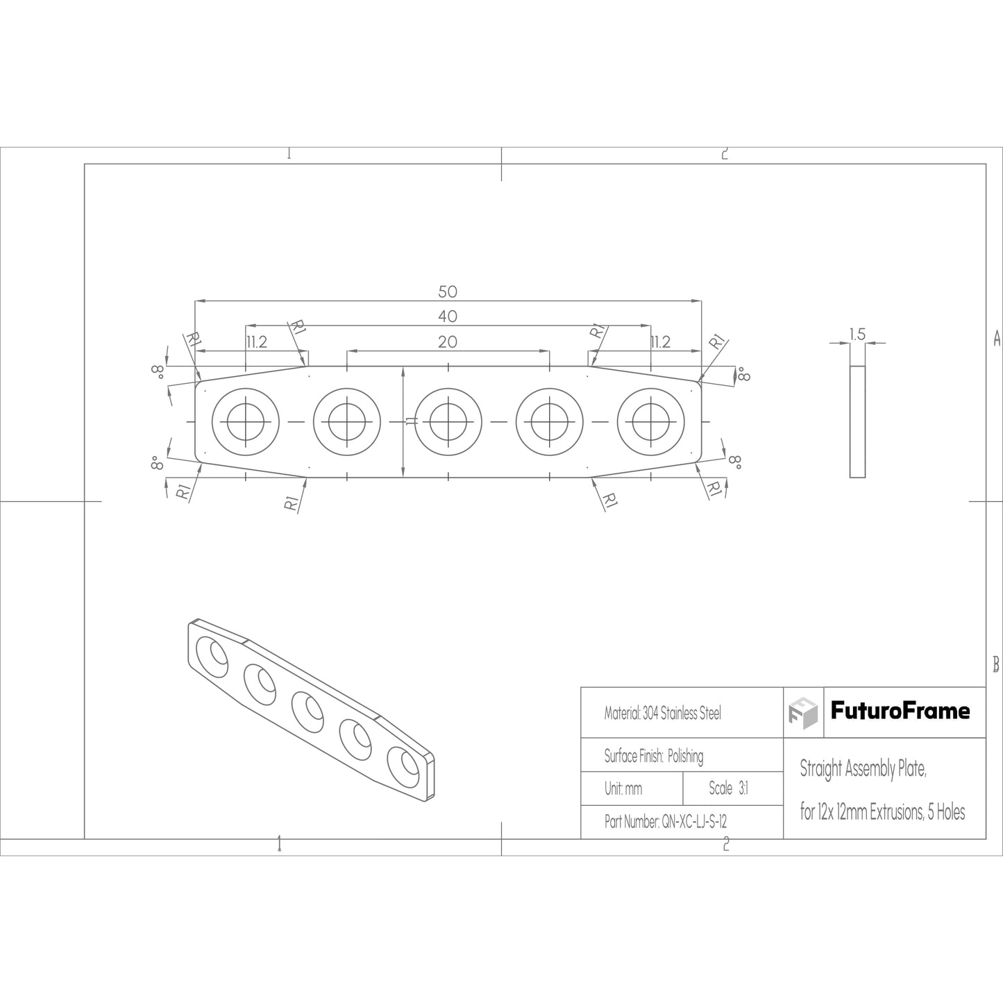 Straight Assembly Plates, 6 Pieces