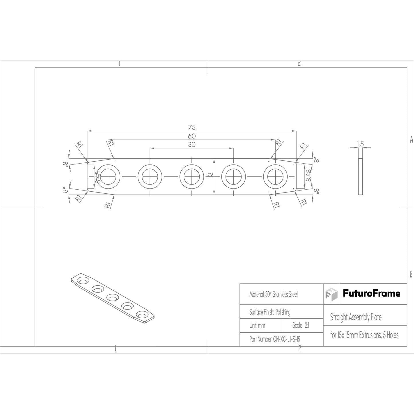 Straight Assembly Plates, 6 Pieces