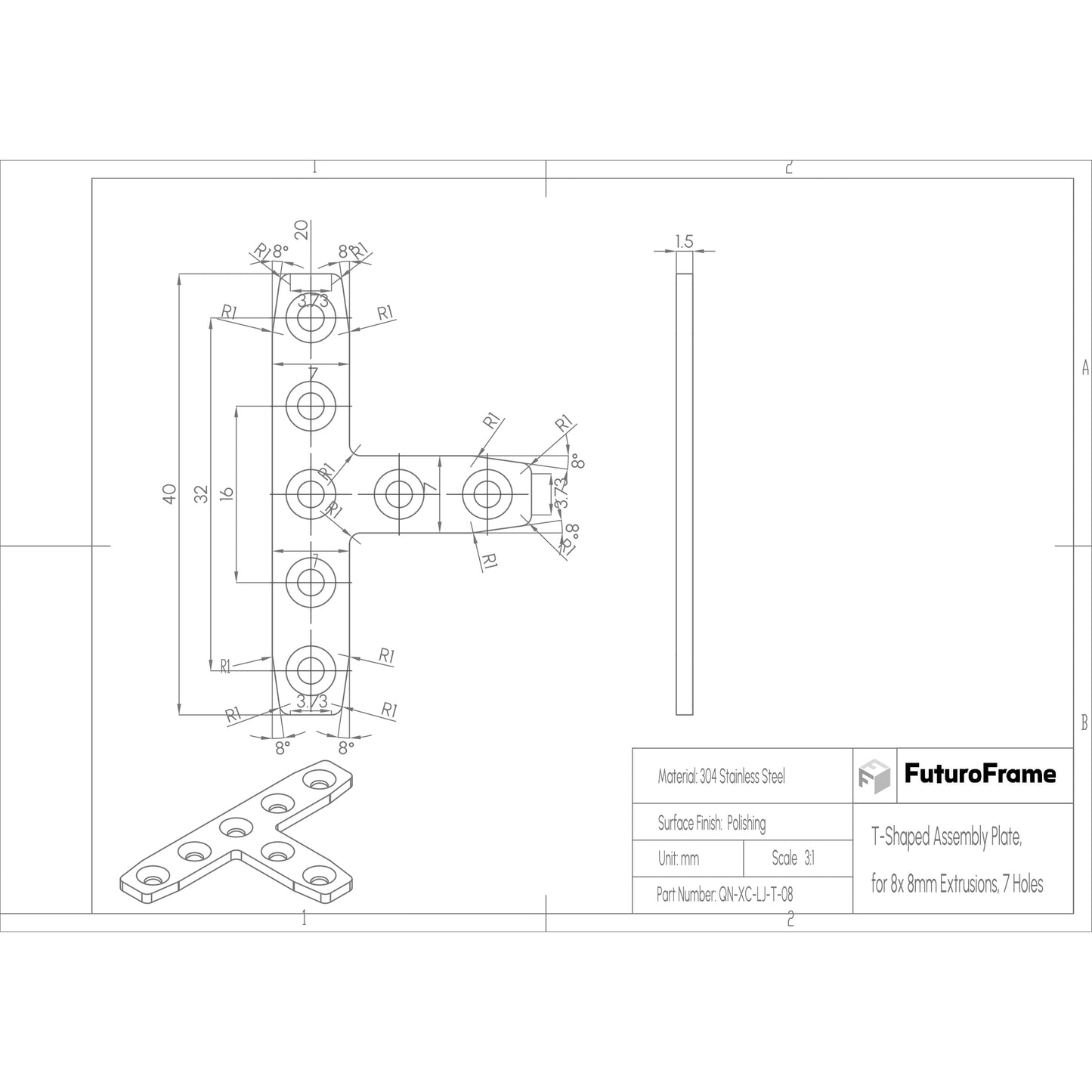 T-Shaped Assembly Plates, 6 Pieces