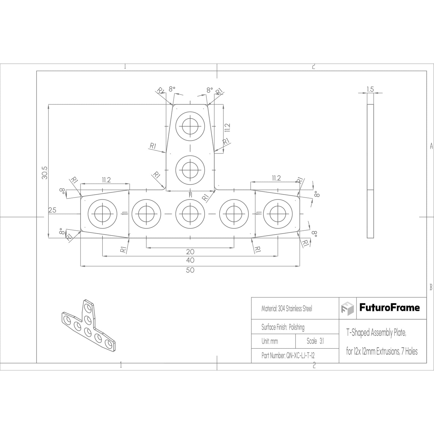 T-Shaped Assembly Plates, 6 Pieces