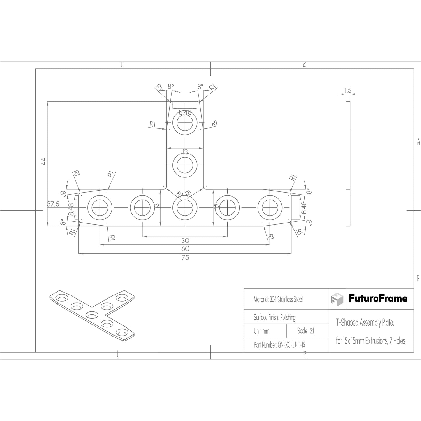 T-Shaped Assembly Plates, 6 Pieces