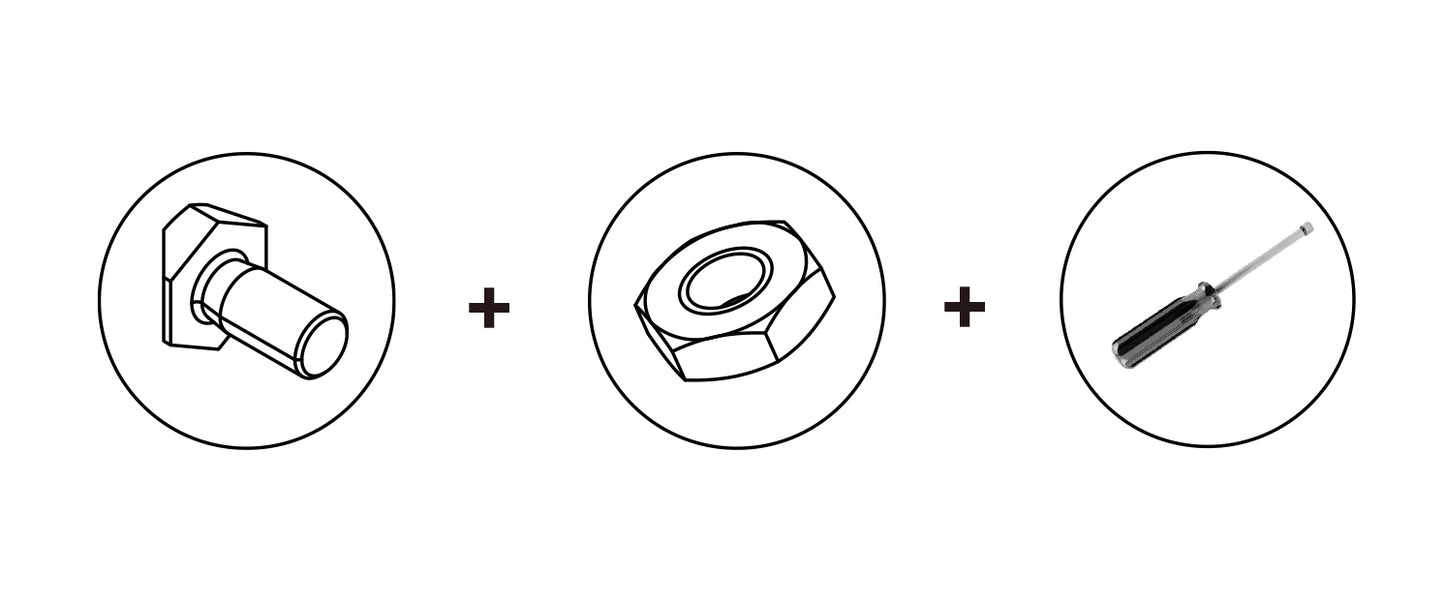 T-slot Bolt + Hex Thin Nut + Socket Screwdriver